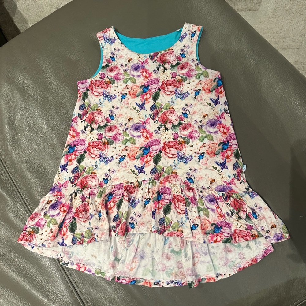 Posh Peanut Floral Kids Dress - Pink and Blue - Picture 2 of 5